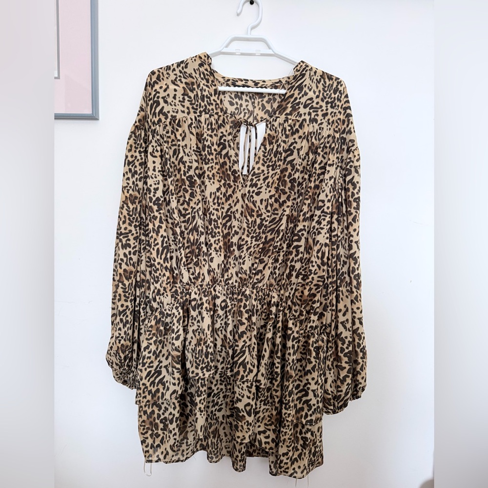 Zara Animal Print Blouse - Brown and Black